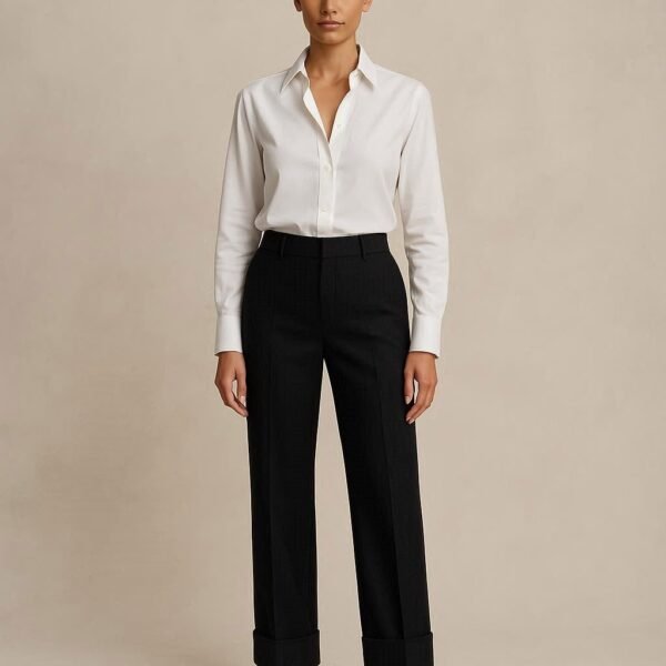STRAIGHT-LEG BLACK TROUSERS