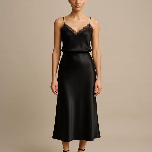 SATIN MIDI SKIRT